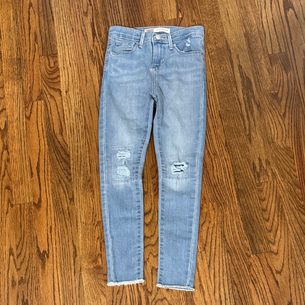 Signature by Levi Strauss High Rise Super Skinny Light Wash Distressed Jeans